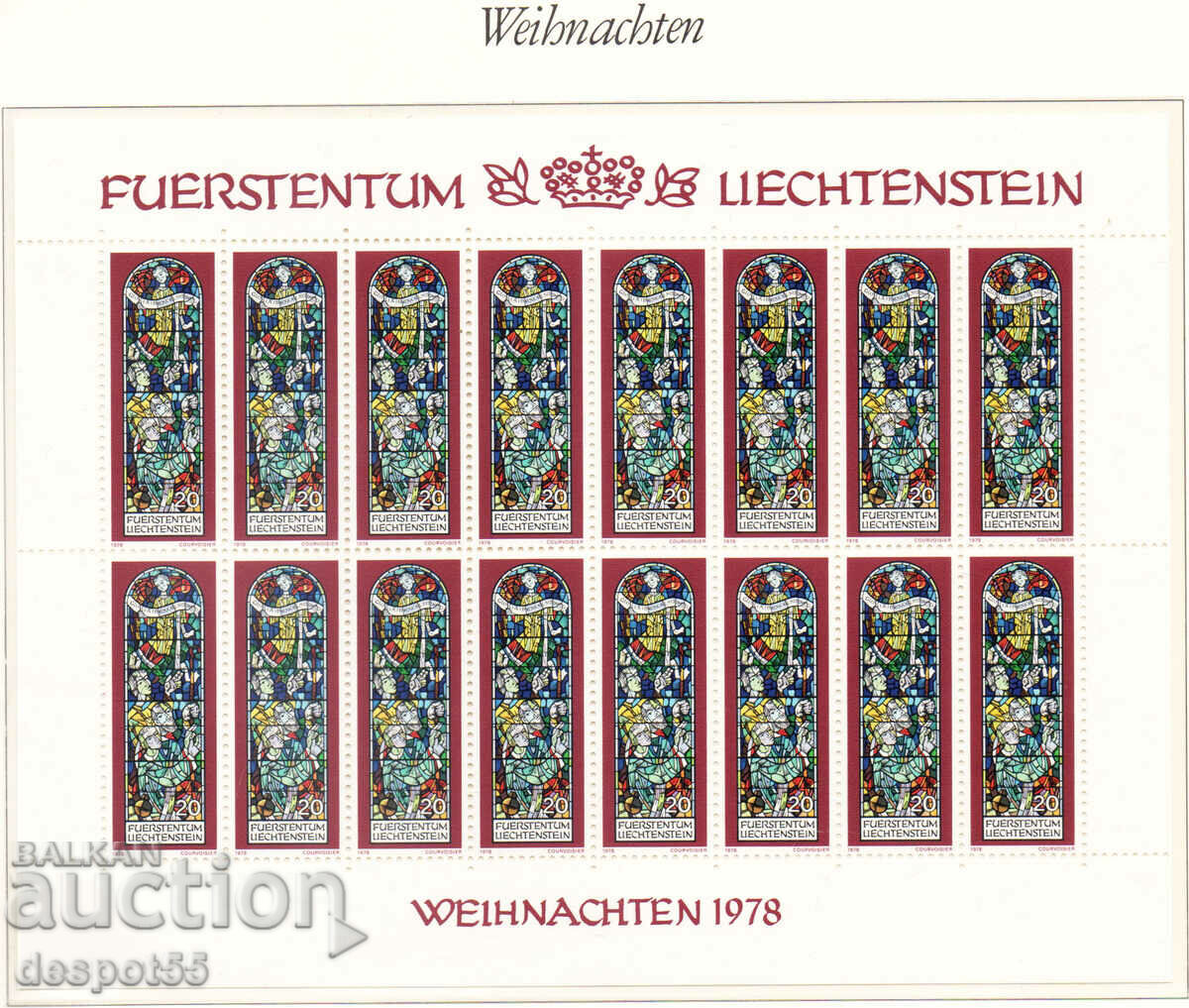 1978. Liechtenstein. Crăciun - Ferestrele bisericii din Triesenberg