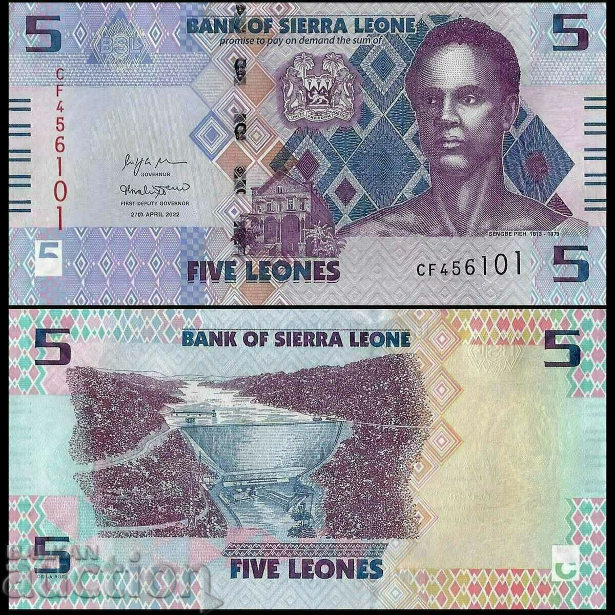 SIERRA LEONE , 5 leone , 2022 , UNC