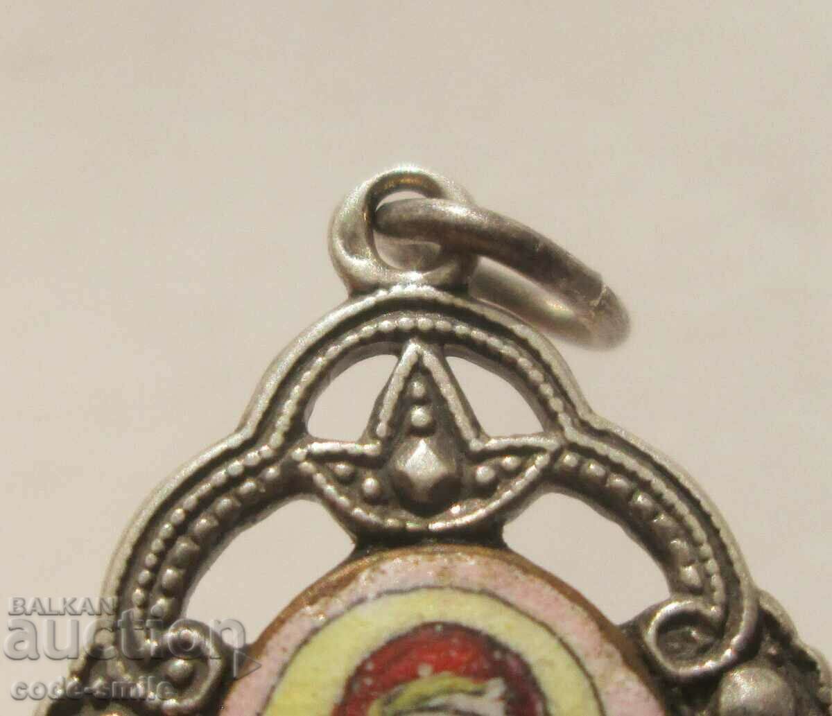Old silver medallion pendant icon enamel Virgin Mary with price 85.00 BGN | € 43.46 Old silver medallion pendant icon enamel Virgin Mary with price 85.00 BGN | € 43.46