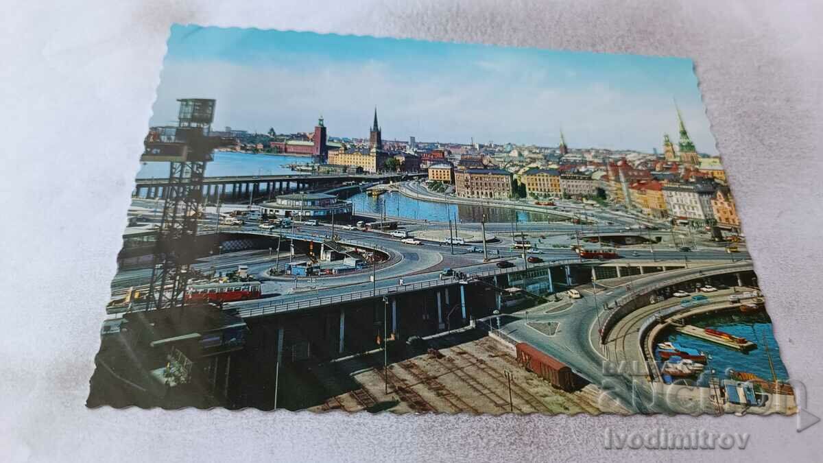 Carte poștală Stockholm Slussen și orașul vechi
