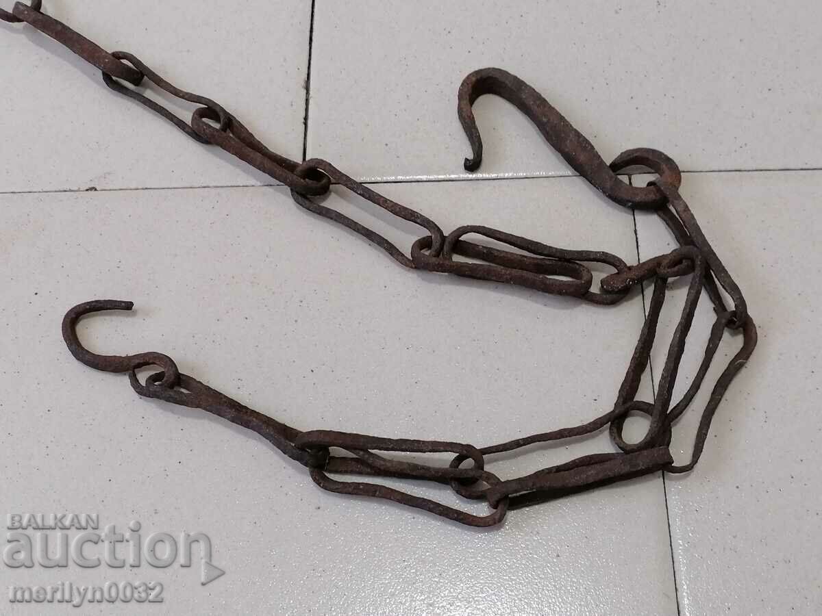 Old Wrought Iron Hearth Chain Wrought Iron Hook Chain - 7 Old Wrought Iron Hearth Chain Wrought Iron Hook Chain - 7