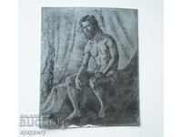 Old engraving on sheet metal picture drawing