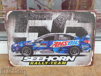 Rally team Subaru Seehorn metal plate rally car Subaru