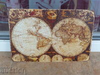 Карта метална табела Земно кълбо глобус стара атлас морета