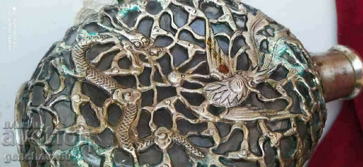 Vintage carafe with woven silver-plated ornaments, collectible with price 50.00 BGN | € 25.56 Vintage carafe with woven silver-plated ornaments, collectible with price 50.00 BGN | € 25.56