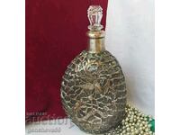 Decanter, decanter with braided silver ornaments, collectible