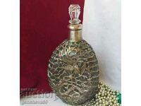 Decanter, decanter with braided silver ornaments, collectible