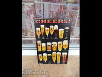 Cheers μεταλλική πινακίδα μπύρα ανοιχτό σκούρο ποτήρια μπύρας μπαρ