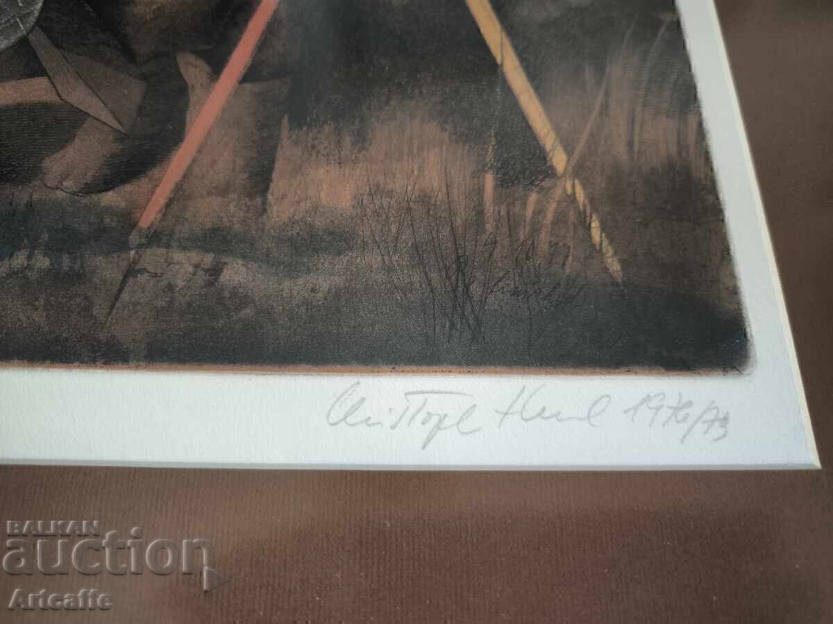 Δημοπρασία Έγχρωμη χαλκογραφία