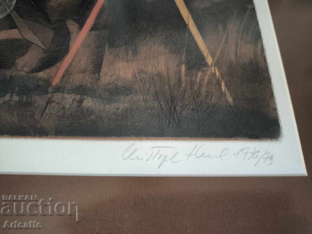 Auction  Colored etching