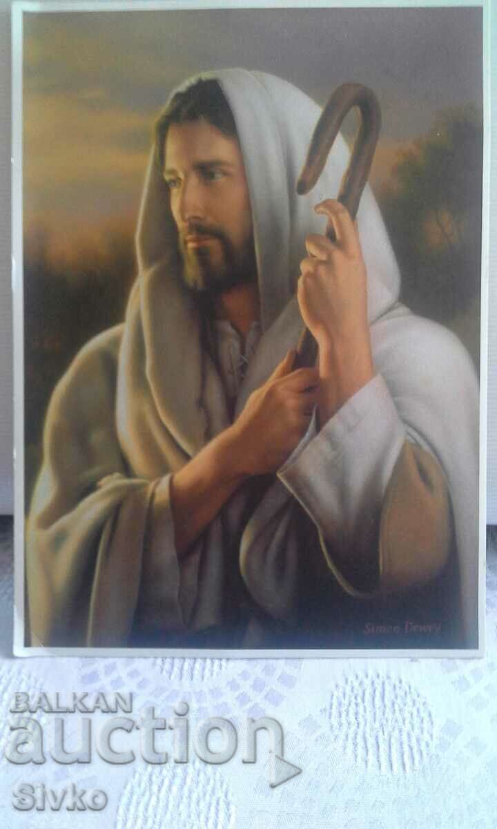 Картичка Исус с послание на американска мисионерка на бъл ез