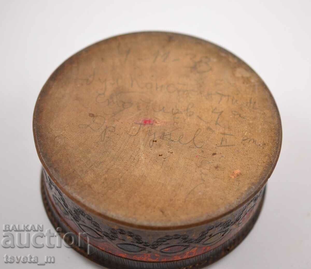 Delivery of Antique wooden box pyrographed handmade