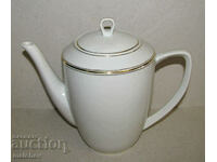 Old Bulgarian porcelain teapot 21 cm with gilding, excellent