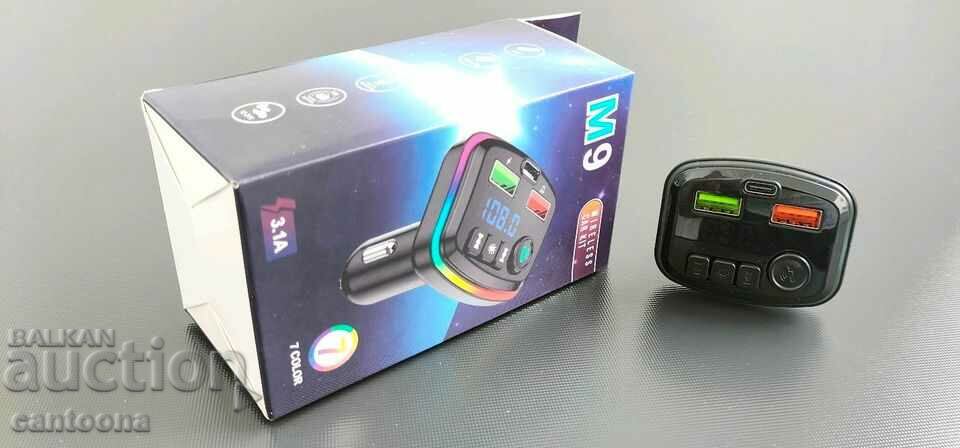 M9 CAR Bluetooth FM transmitter-3.1 A, voltmeter, 7LED, 2xUSB +