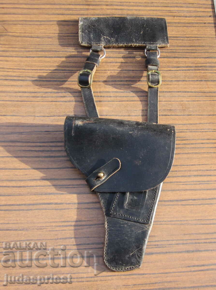 old Bulgarian naval officer's leather holster