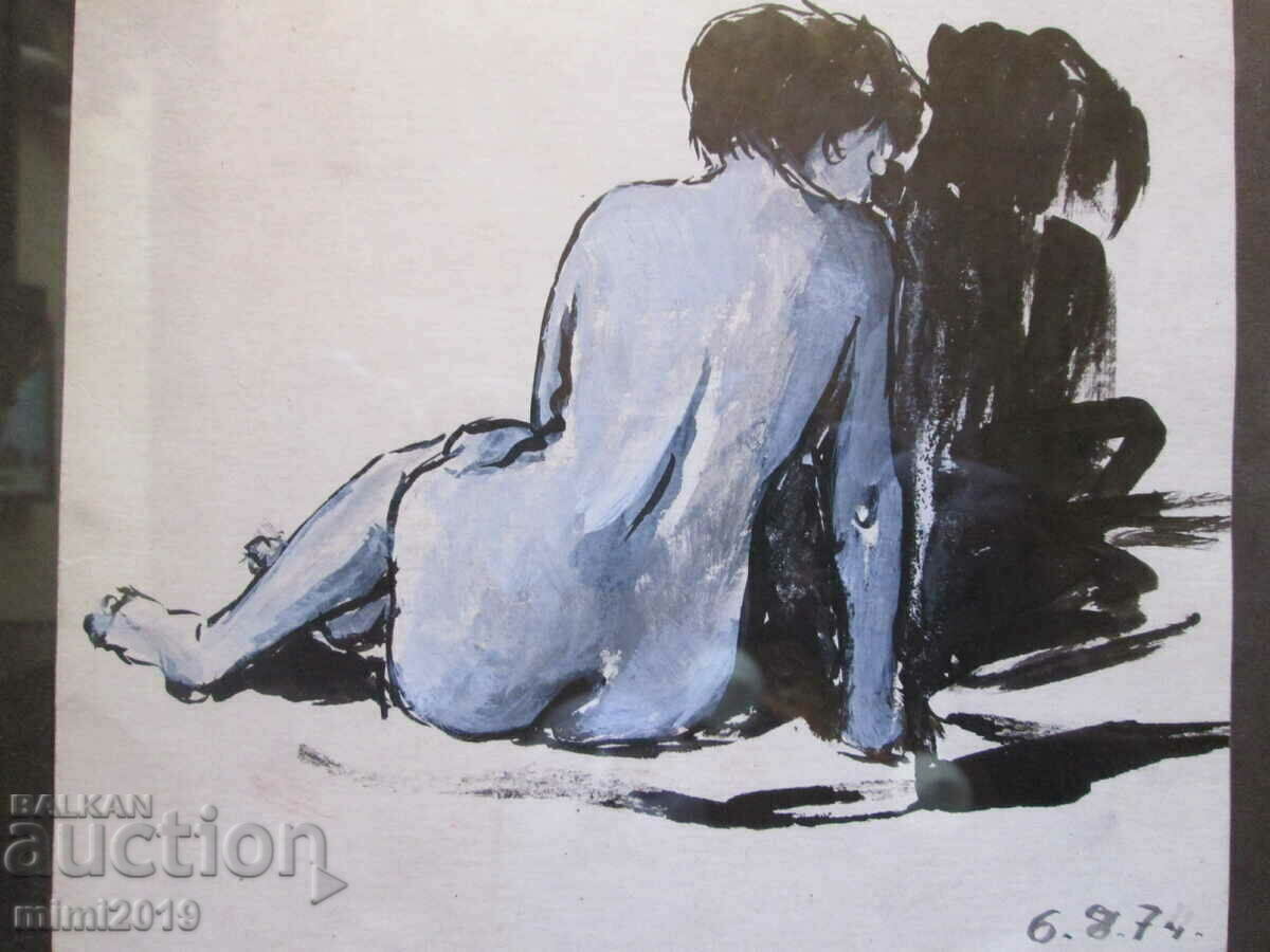Auction 1974 Watercolor painting, ink Todor Dryankov, signed 30x25 cm. Auction 1974 Watercolor painting, ink Todor Dryankov, signed 30x25 cm.