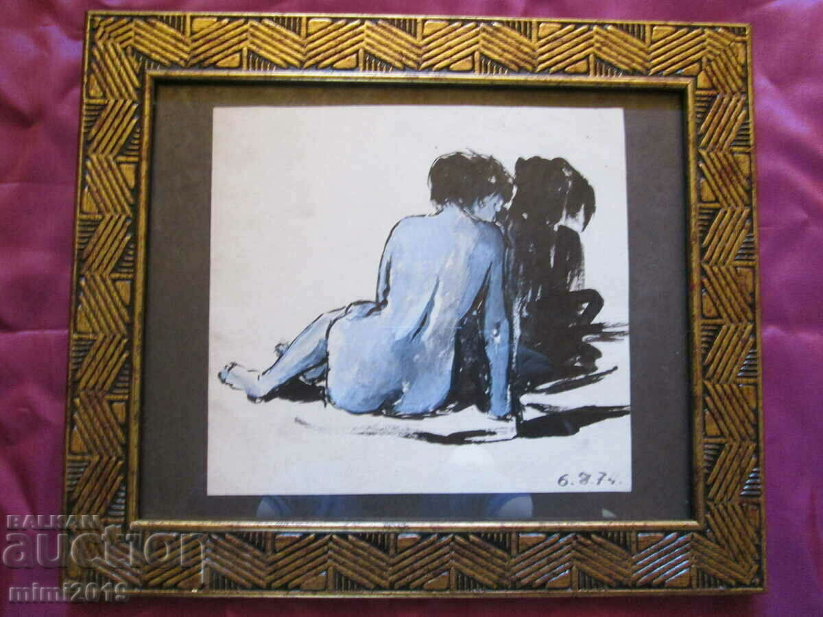 1974 Watercolor painting, ink Todor Dryankov, signed 30x25 cm. - 6 1974 Watercolor painting, ink Todor Dryankov, signed 30x25 cm. - 6