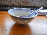 porcelain bowl and spoon - China (fine porcelain)