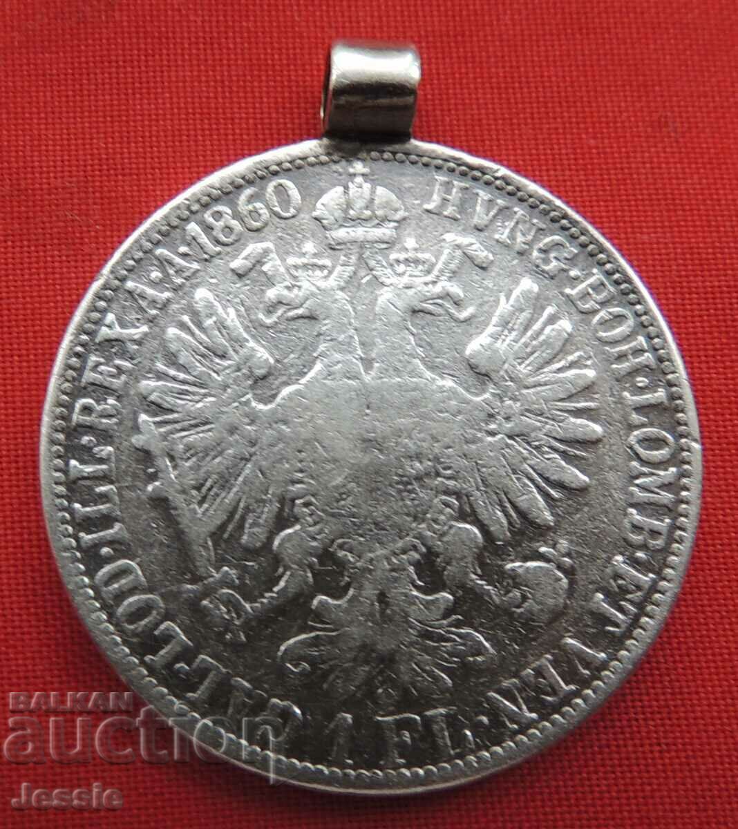 1 florin 1860 A Austria argint - Umeraș