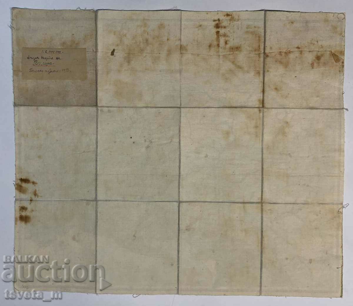 Auction Map of Poland 1958, laminated on cloth Auction Map of Poland 1958, laminated on cloth