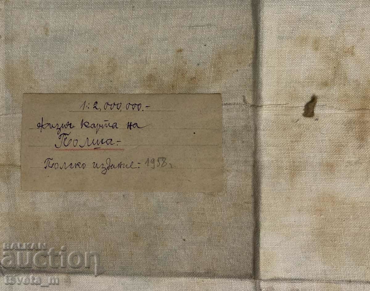 Livrarea Harta Poloniei 1958, laminată pe pânză