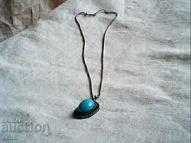 a beautiful soft silver necklace with a soft torcoise a beautiful soft silver necklace with a soft torcoise