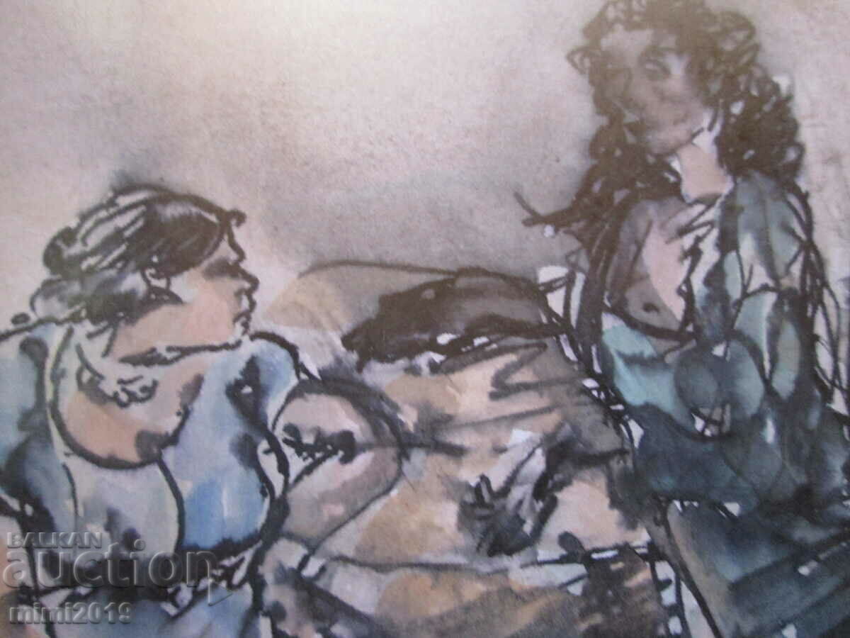 1922. Original watercolor painting - Jules Paskin, signed - 5 1922. Original watercolor painting - Jules Paskin, signed - 5