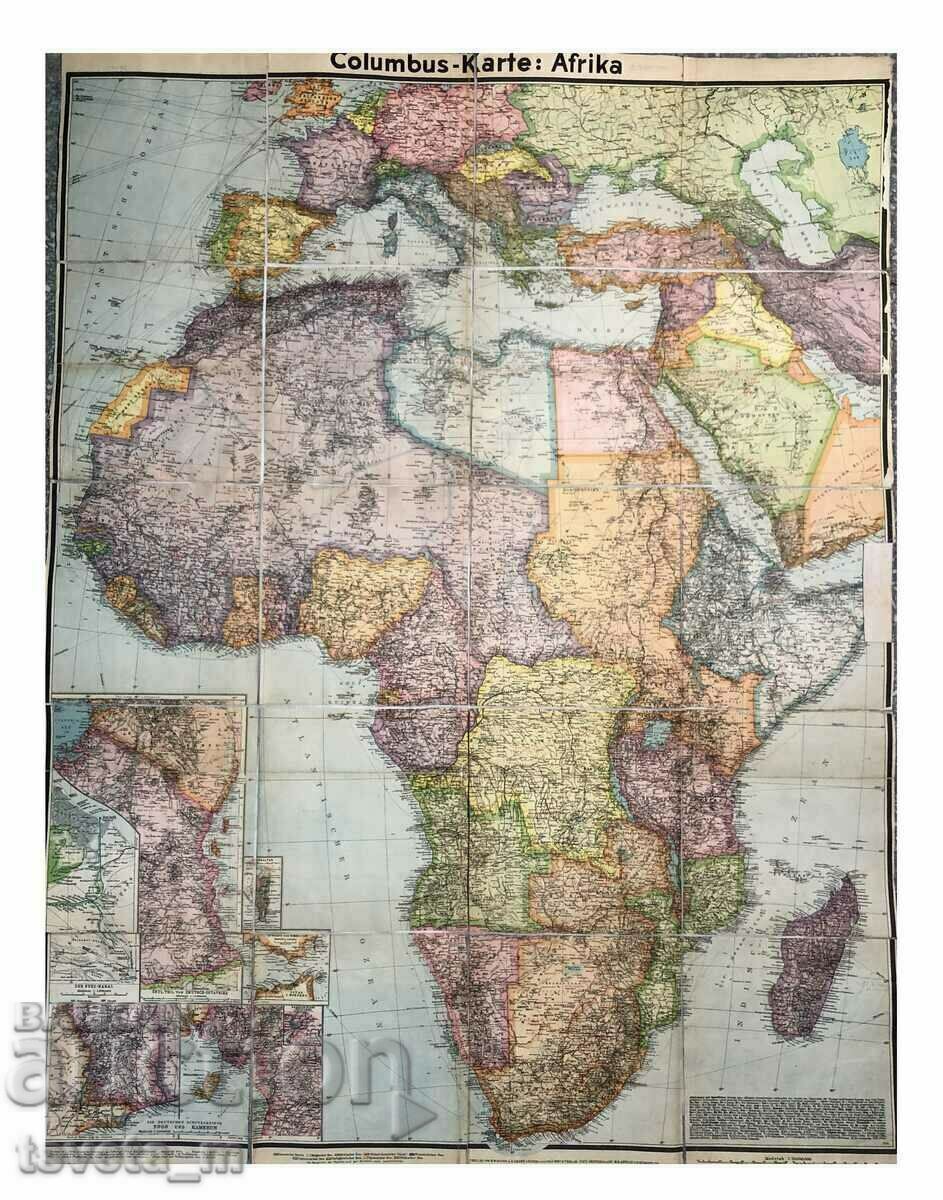 Harta colonială și rutieră a Africii al treilea Reich Germania 1941.