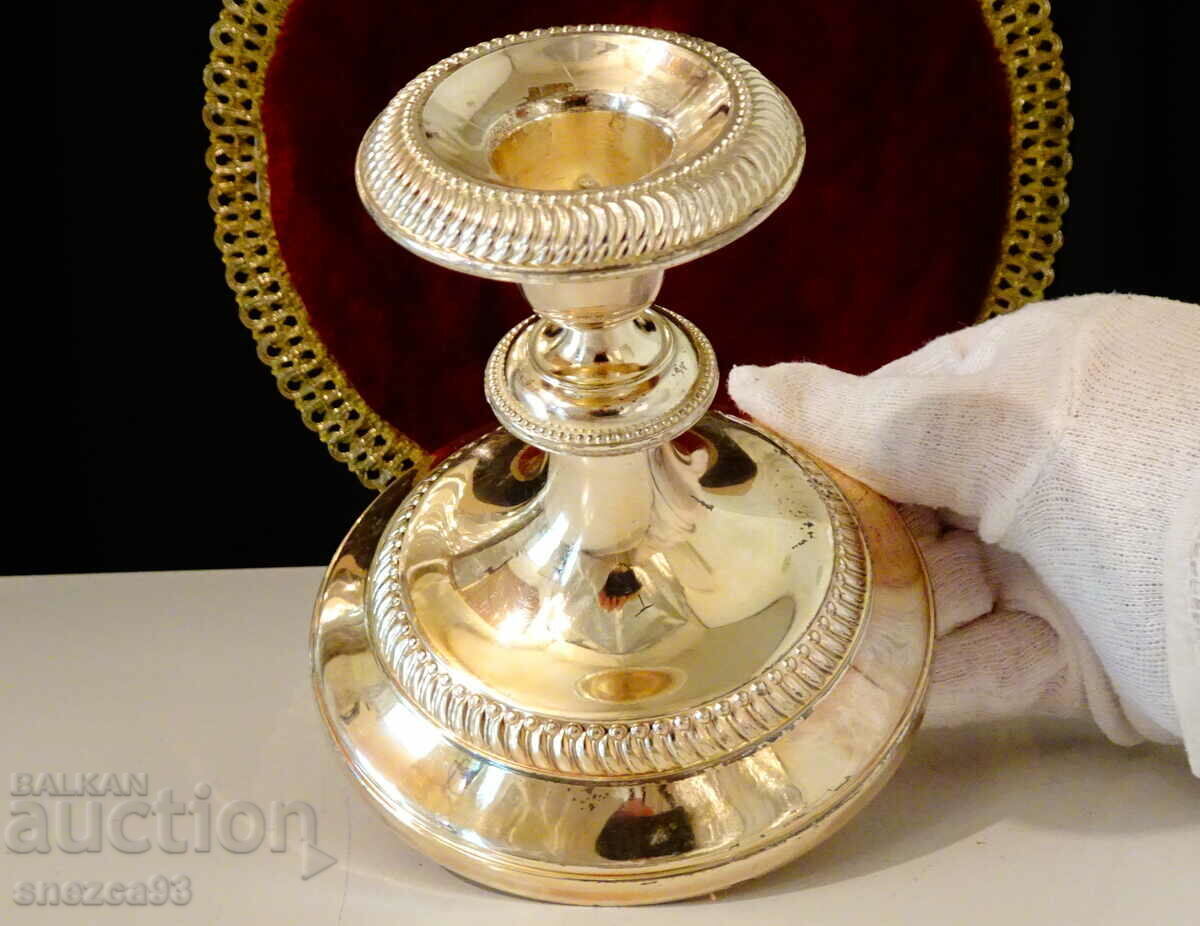 English silver-plated candlestick 11 cm.