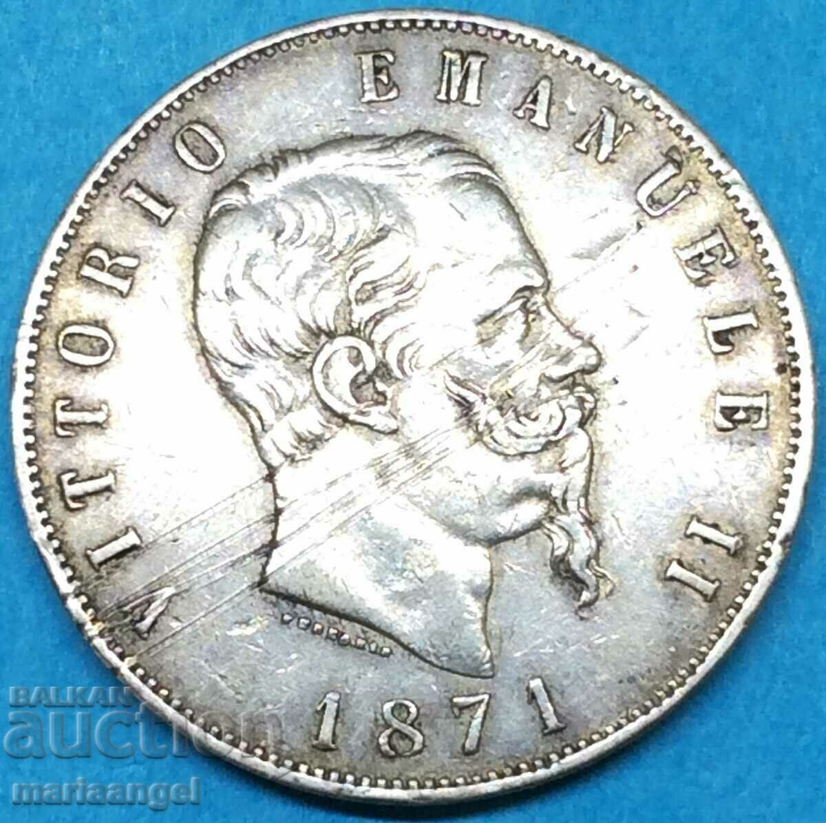 5 lire 1871 Italia Thaler 25g 37mm argint