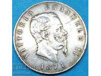5 lire 1871 Italia Thaler 25g 37mm argint