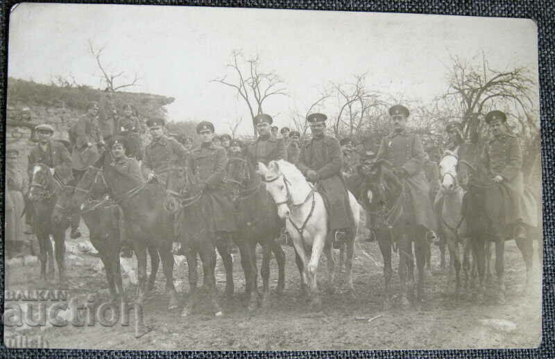 Царство България офицери кон стара снимка картичка