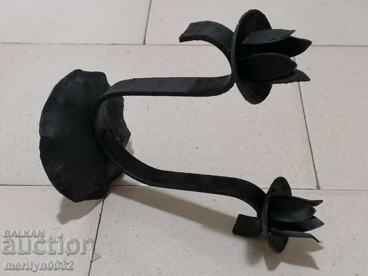 Old wrought iron candlestick lamp - 6 Old wrought iron candlestick lamp - 6