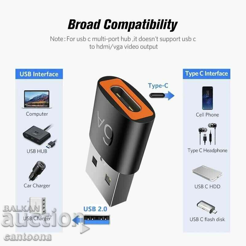 OTG connector adapter USB-A 3.0 (male) to Type-C (female with price 6.98 BGN | € 3.57 OTG connector adapter USB-A 3.0 (male) to Type-C (female with price 6.98 BGN | € 3.57
