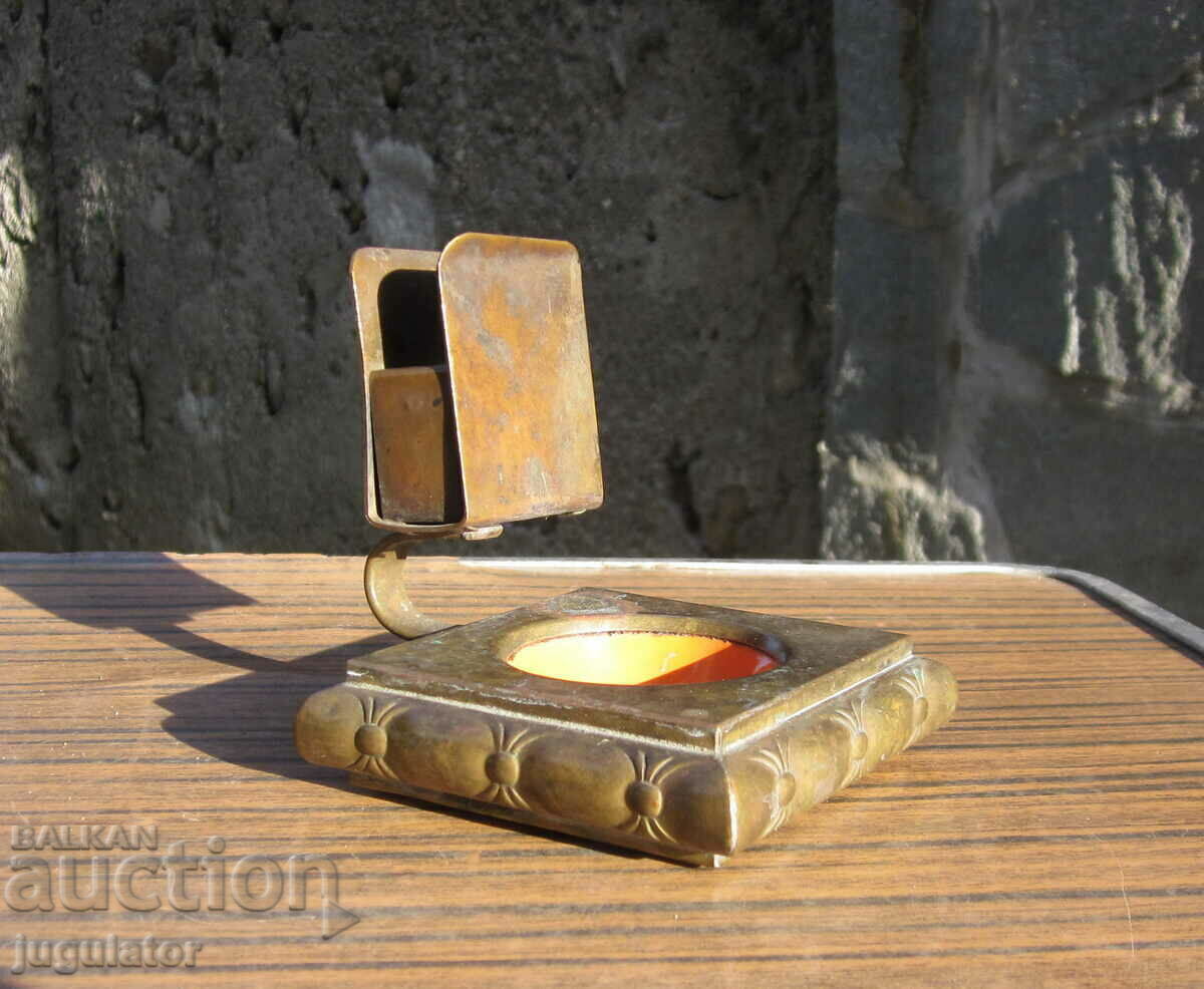 Auction antique bronze match holder match holder with ashtray Auction antique bronze match holder match holder with ashtray