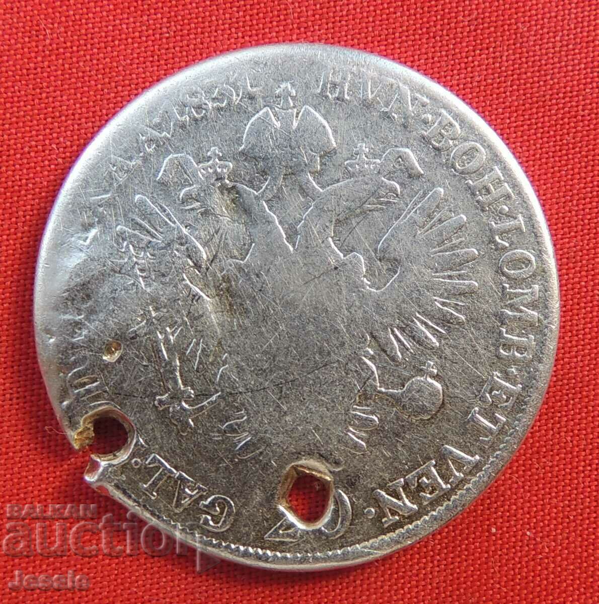 20 Kreuzer Austro-Ungaria 1831 A Argint - Franz II