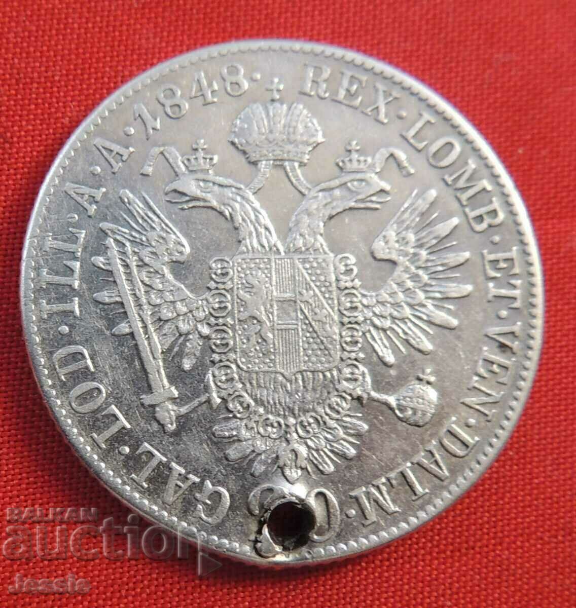 20 кройцера Австроунгария 1848  сребро - Фердинанд I