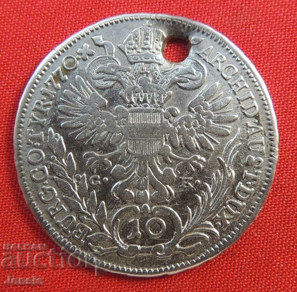 10 Kreuzer Austria-Hungary 1770 Silver Maria Theresa
