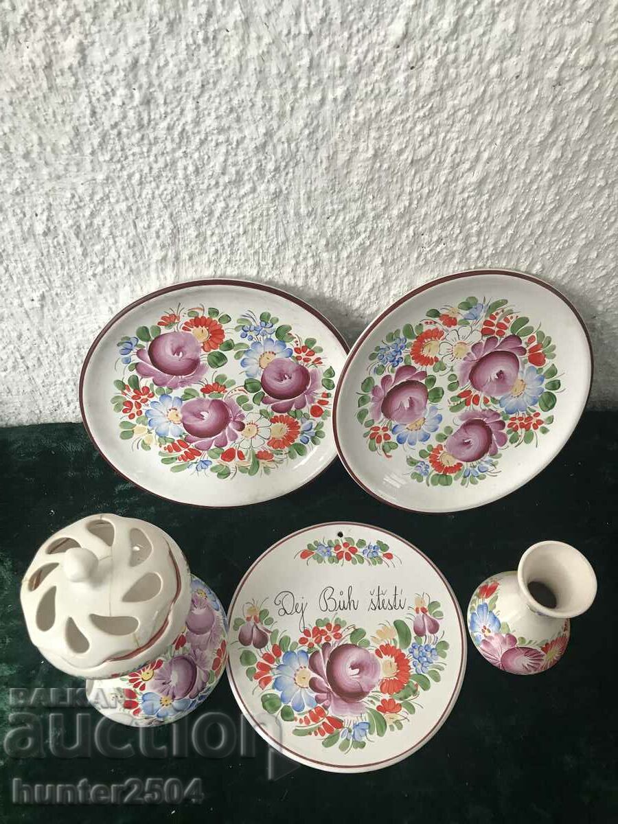 Auction Lot of painted ceramics-Czechoslovakia Auction Lot of painted ceramics-Czechoslovakia
