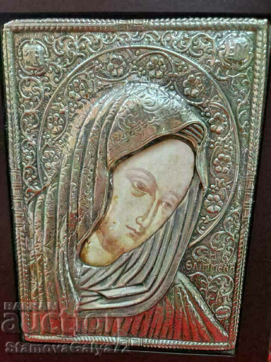 Красива антикварна гръцка сребърна икона - 6