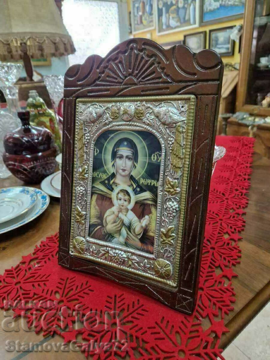 Delivery of A beautiful large antique Greek icon with wood carving and hardware Delivery of A beautiful large antique Greek icon with wood carving and hardware