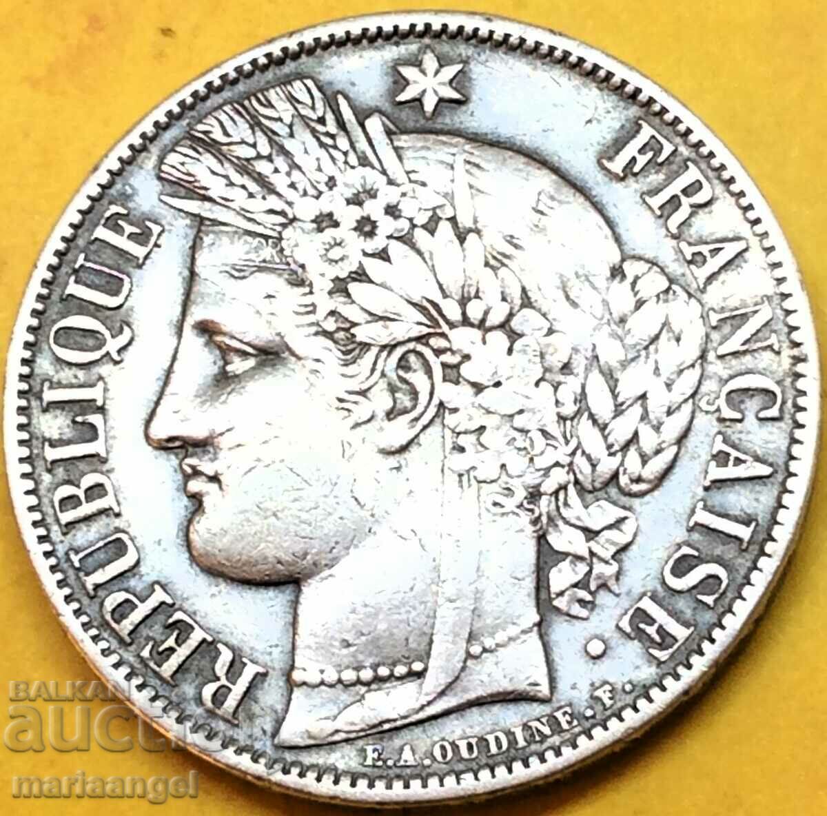 5 франка 1851 Франция Ceres 37мм 24,84г сребро