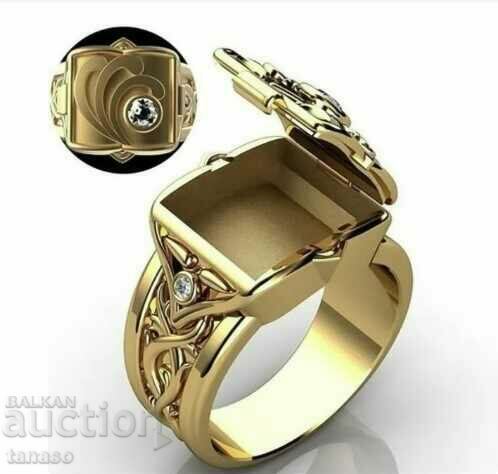 Cap ring with zircons, gold plated
