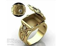 Cap ring with zircons, gold plated