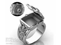 Cap ring with zircons, silver plated