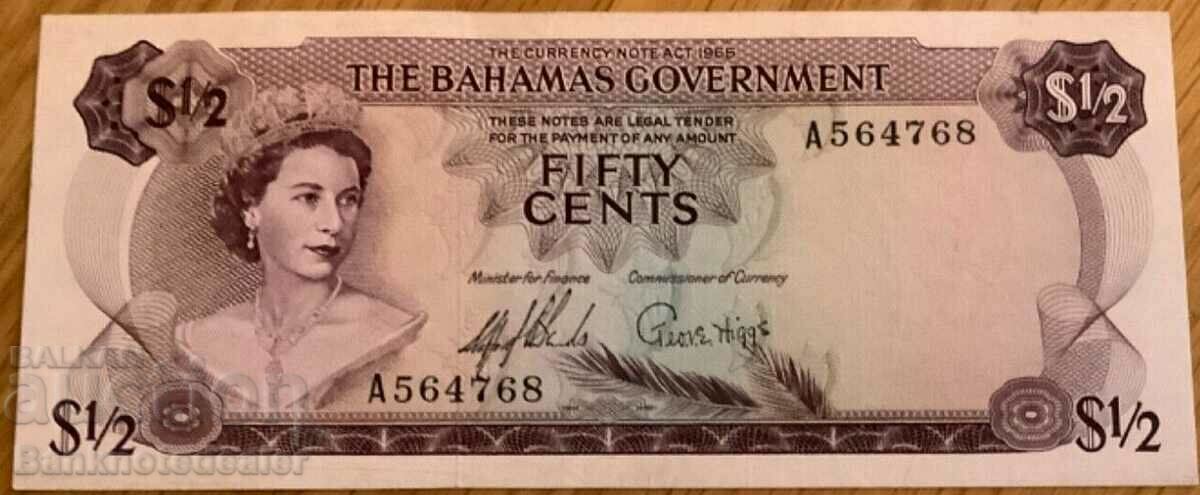 Guvernul Bahamas 1/2 dolar 1965 Pick 17 Ref 4768