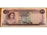 Guvernul Bahamas 1/2 dolar 1965 Pick 17 Ref 4768