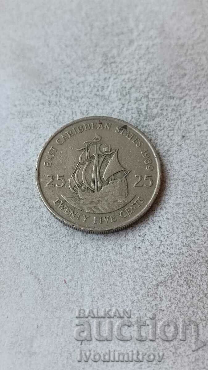 Източни Кариби 25 цента 1989