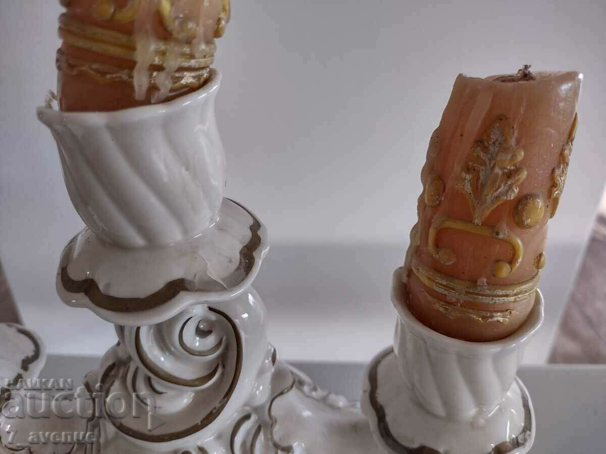 Доставка на СВЕЩНИК със СВЕЩИ, стар, маркировка, порцелан, DjKv Доставка на СВЕЩНИК със СВЕЩИ, стар, маркировка, порцелан, DjKv