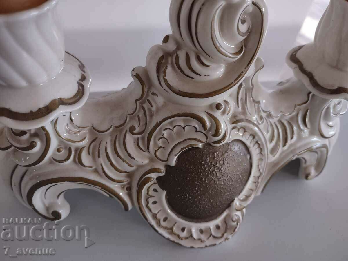 СВЕЩНИК със СВЕЩИ, стар, маркировка, порцелан, DjKv - 5 СВЕЩНИК със СВЕЩИ, стар, маркировка, порцелан, DjKv - 5